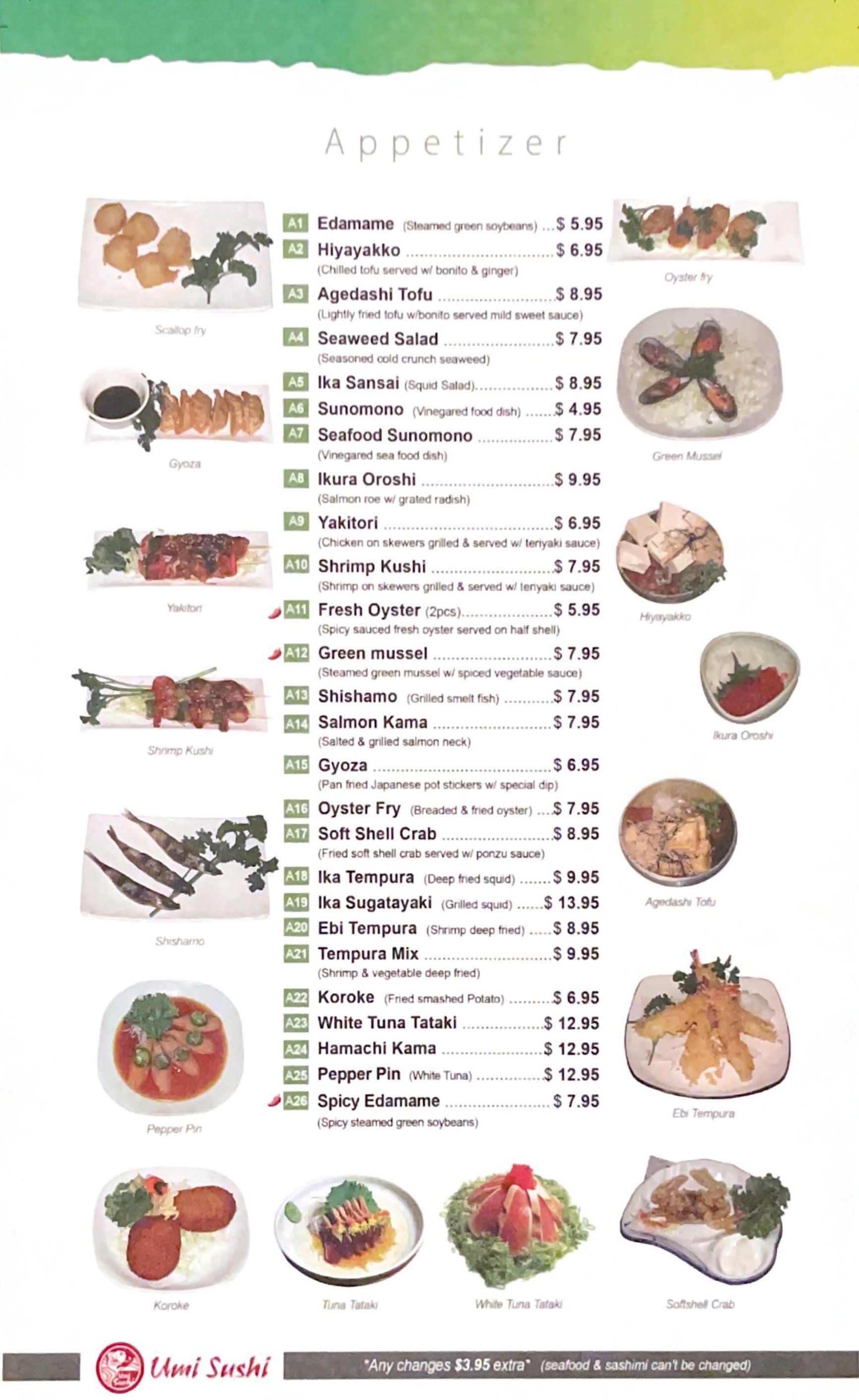 Appetizers | Modesto, CA | Umi Sushi | 209-622-0806