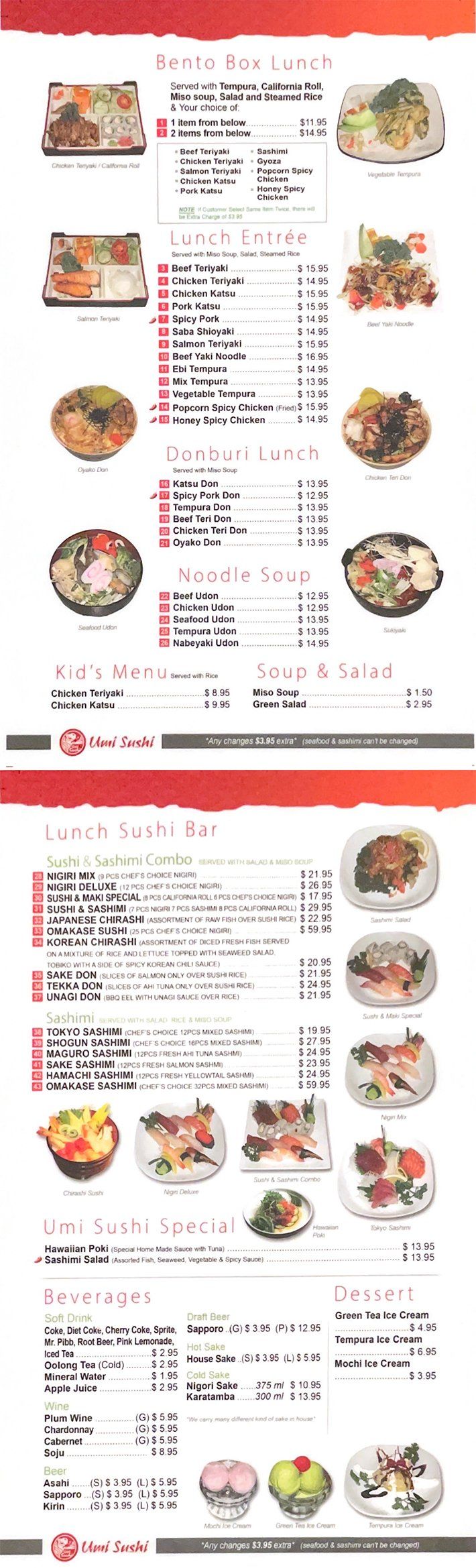 Lunch Menu | Modesto, CA | Umi Sushi | 209-622-0806