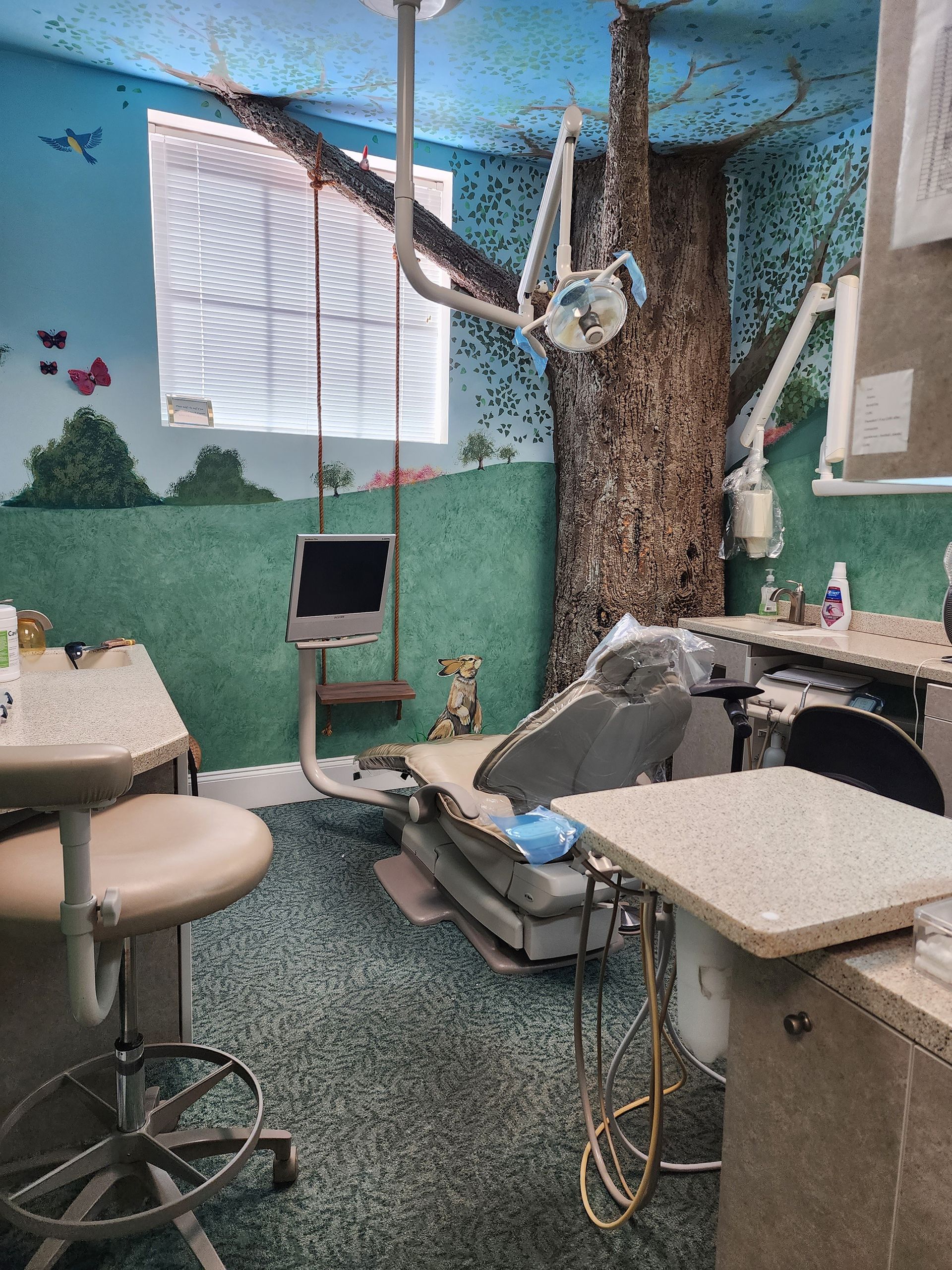 a dental office with a tree design