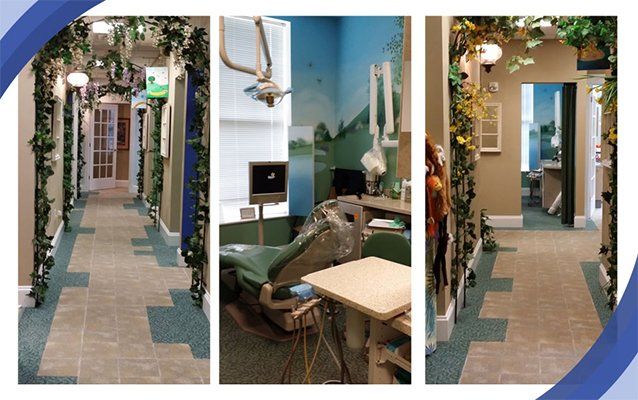 a collage of three pictures of a dental office