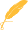 A golden quill pen angled diagonally against a plain background.