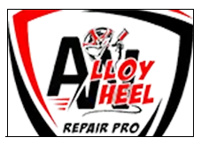 Alloy Wheel Repair Pro logo with red, black, and white shield design