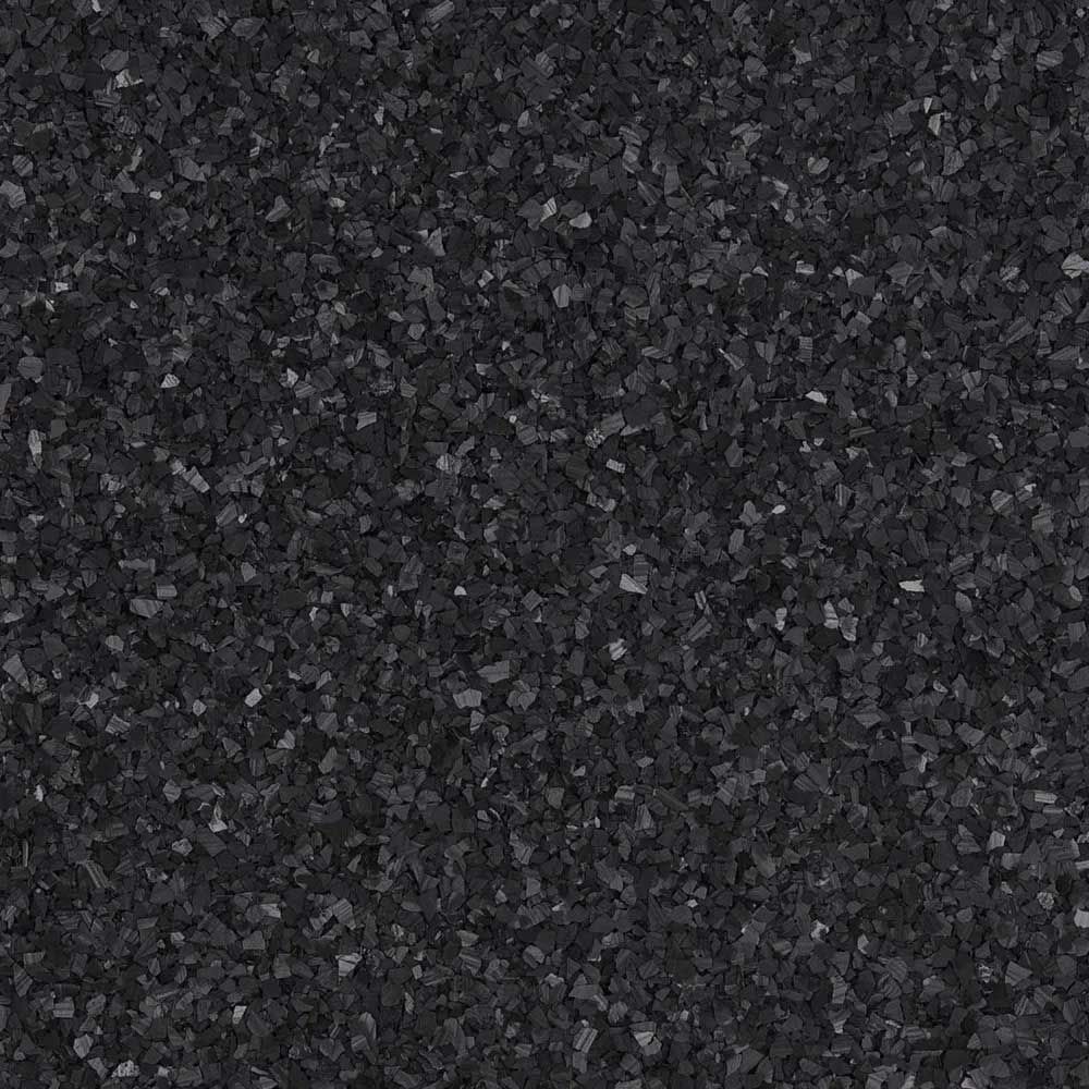 Black speckled surface; possibly rubber or asphalt, uniform texture.