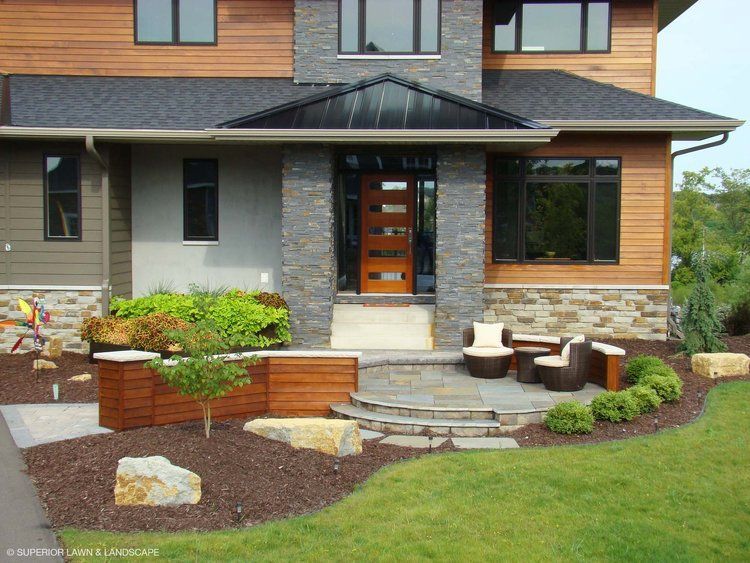 The front of a house with a wooden door