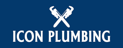 Blue logo with crossed white pipe wrenches and "ICON PLUMBING" text.