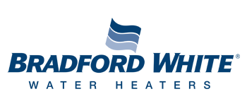 Bradford White logo: blue text and waves graphic, 