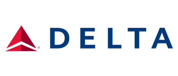Delta Airlines logo: a red triangle with a white negative space, and the word 