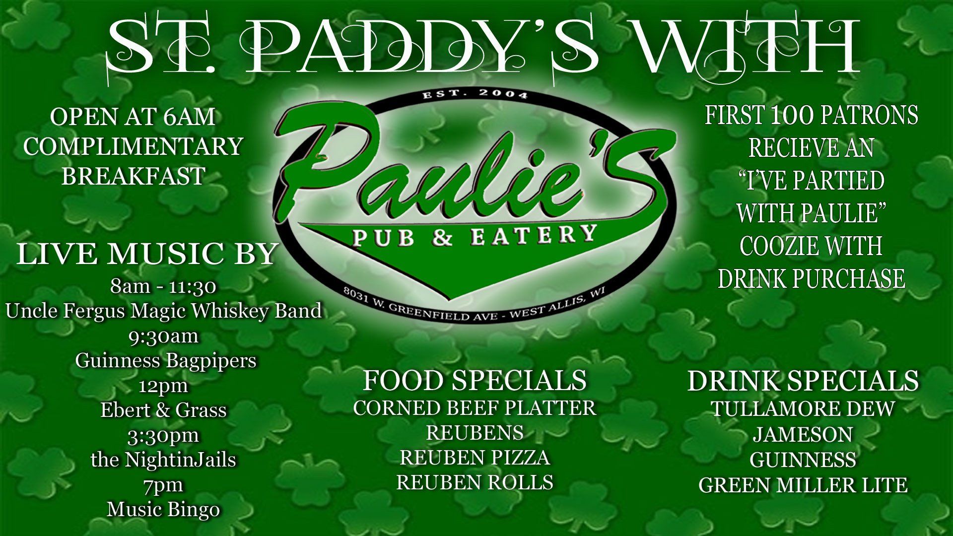 Paulie's Pub & Eatery | Bar and Grill | West Allis, WI