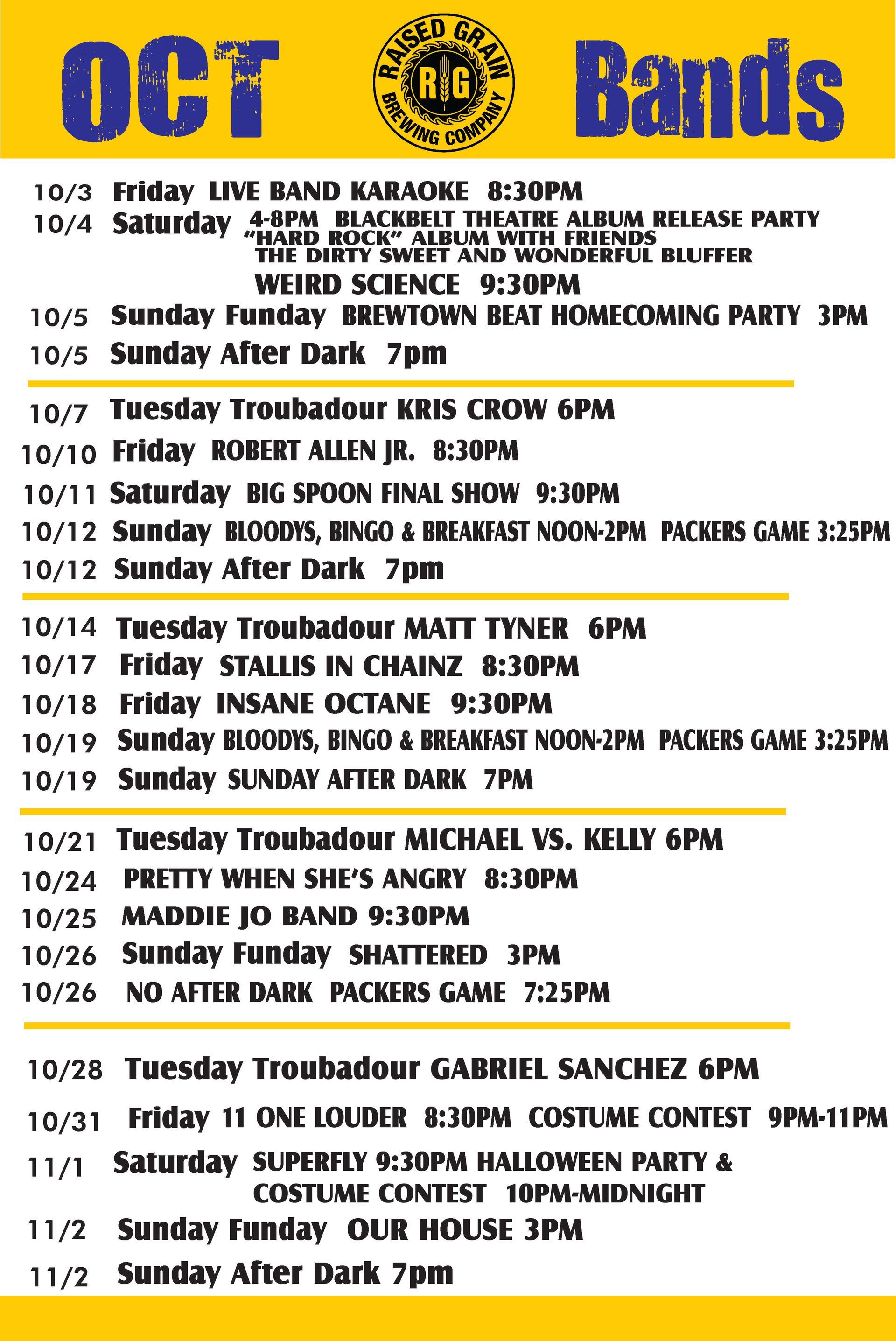 Daily Specials Schedule Flyer