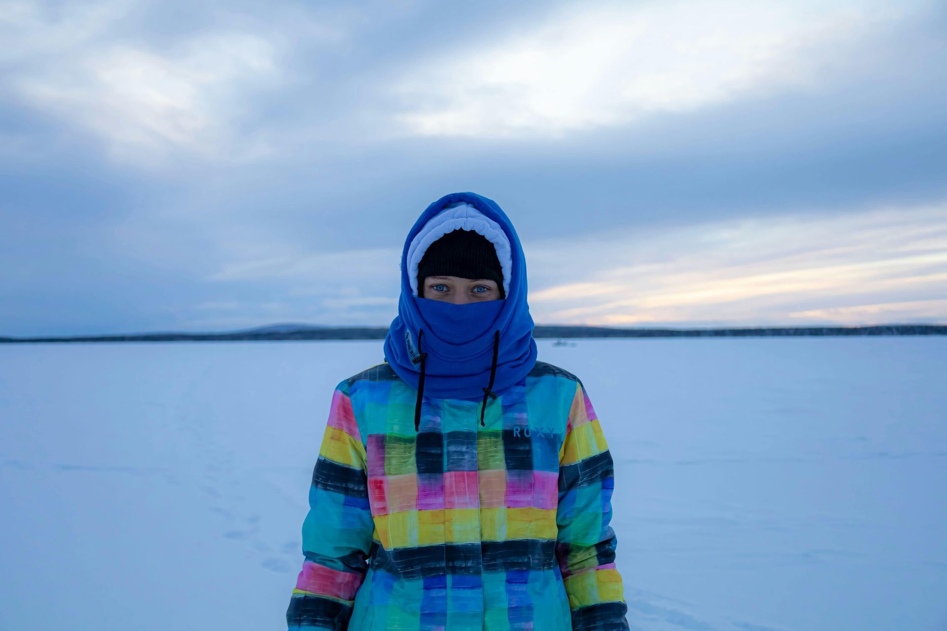 Woman with warm and protective clothing