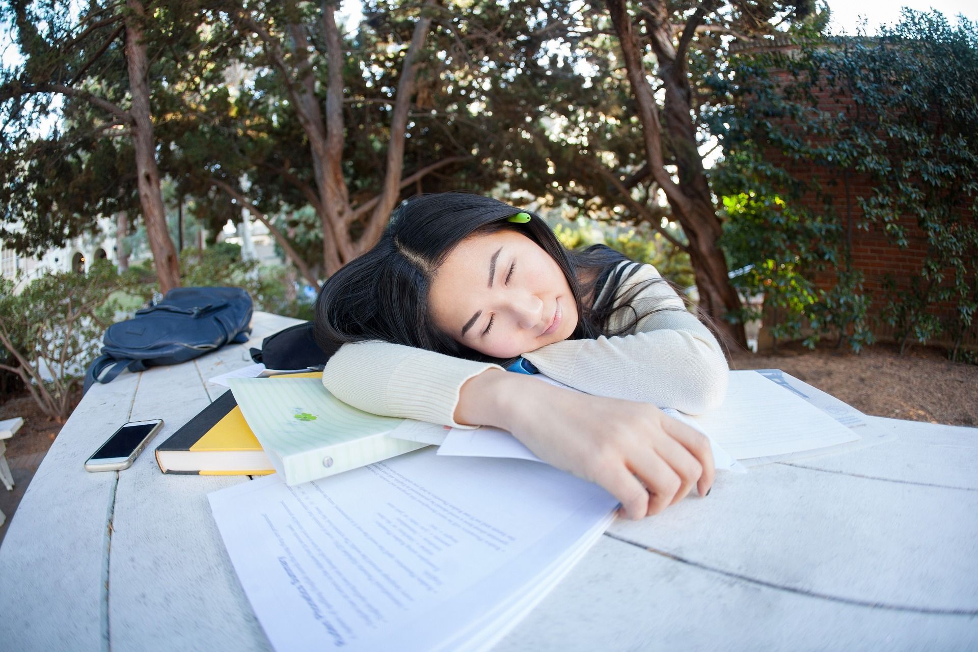 Photo of a student napping