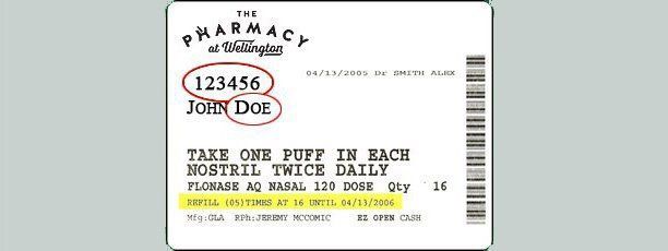Existing prescription label