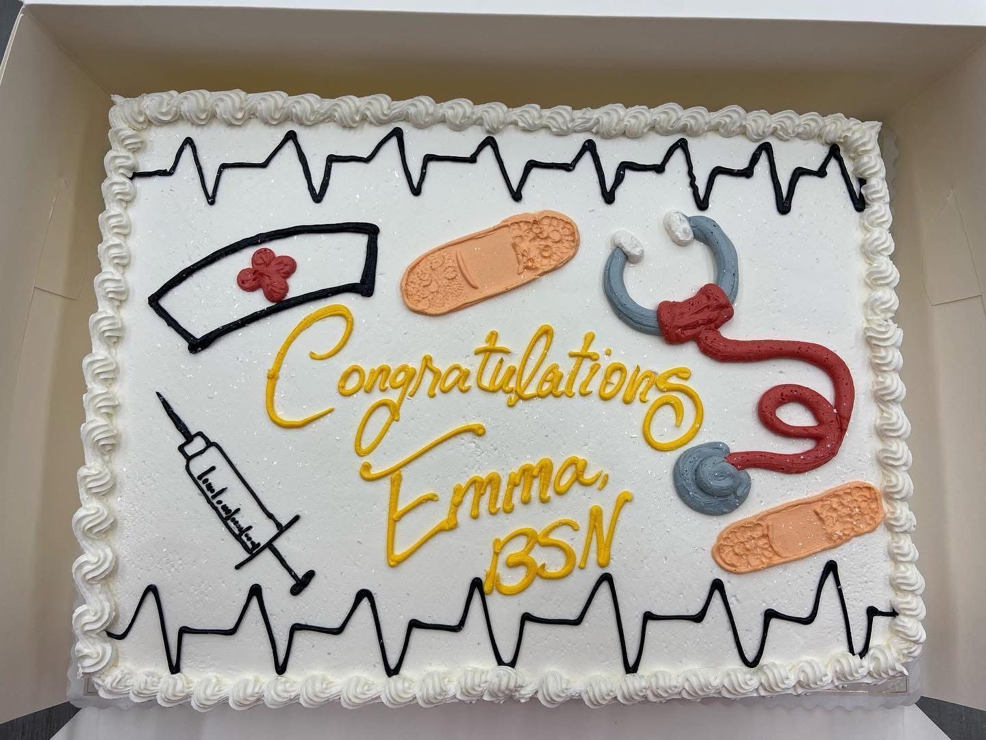 Cake decorated for a nurse's graduation