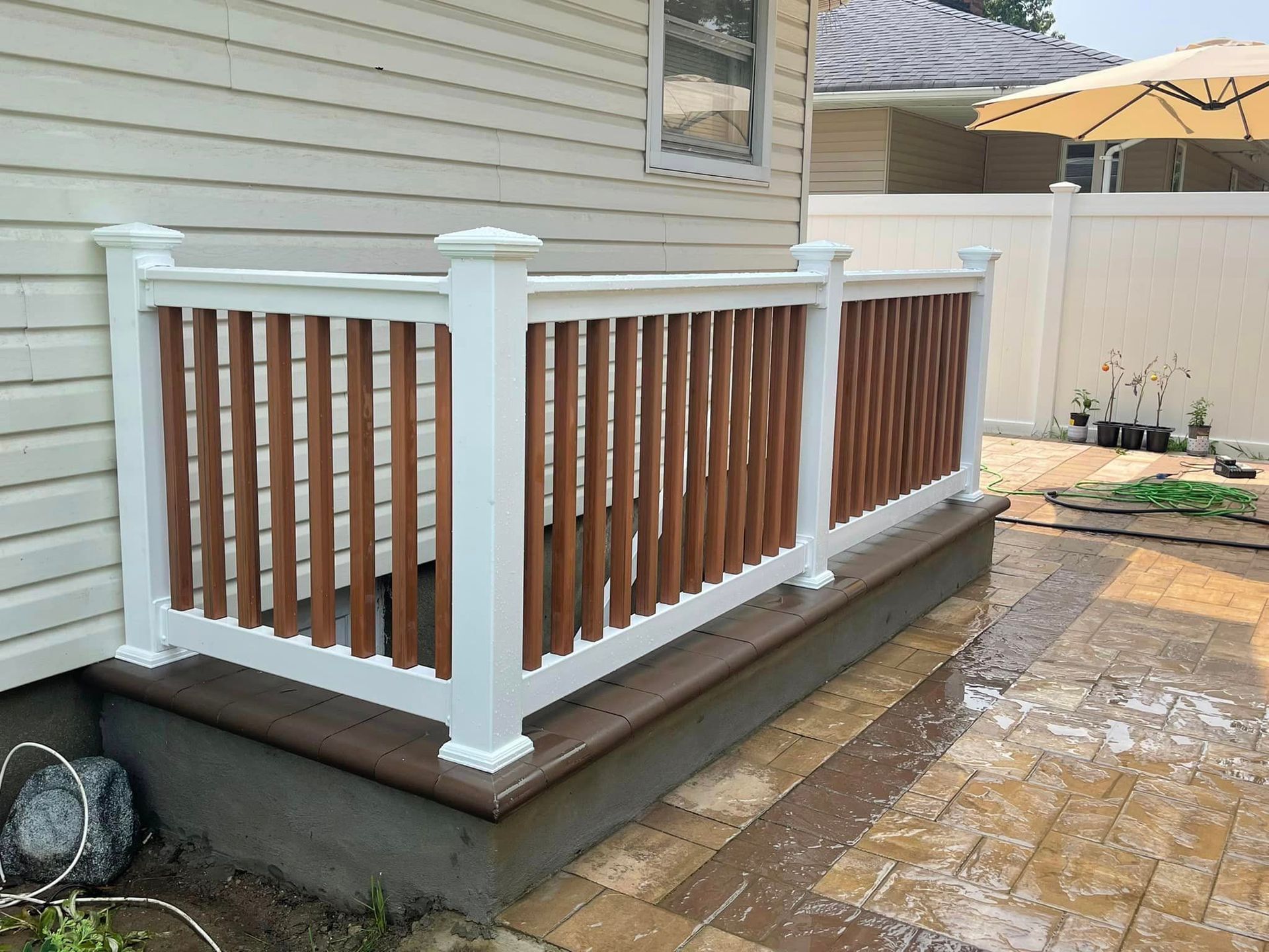 brown and white wood fence