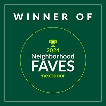 Green Nextdoor “2024 Neighborhood Faves” winner badge with trophy icon