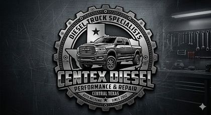 Black-and-silver logo for Centex Diesel truck repair, with a lifted pickup and wrench graphics.