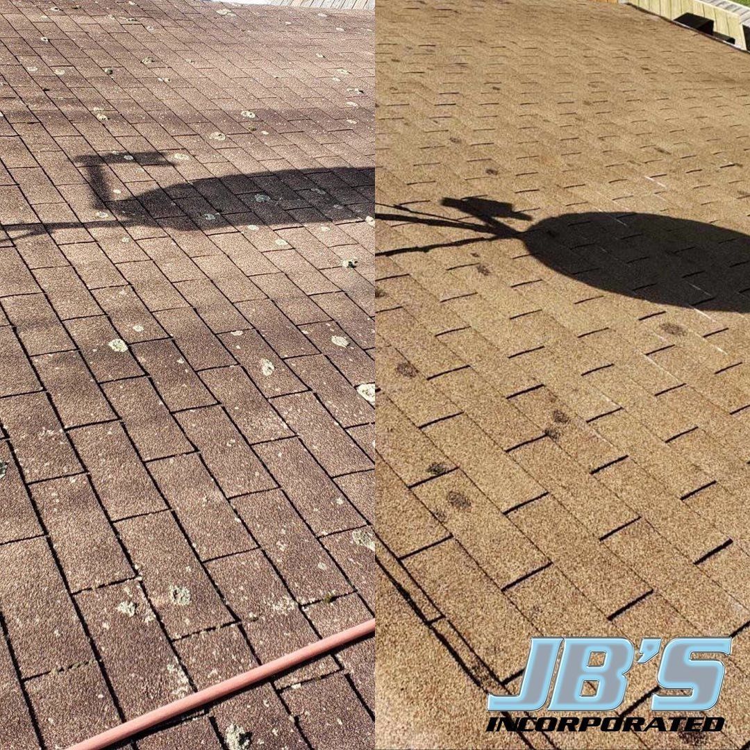 A before and after photo of a brick driveway.