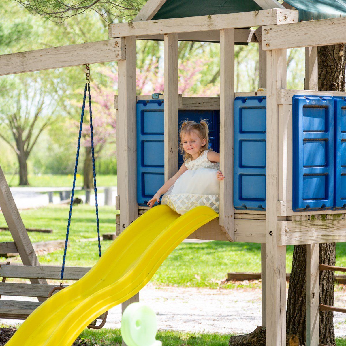 Little girl in slide