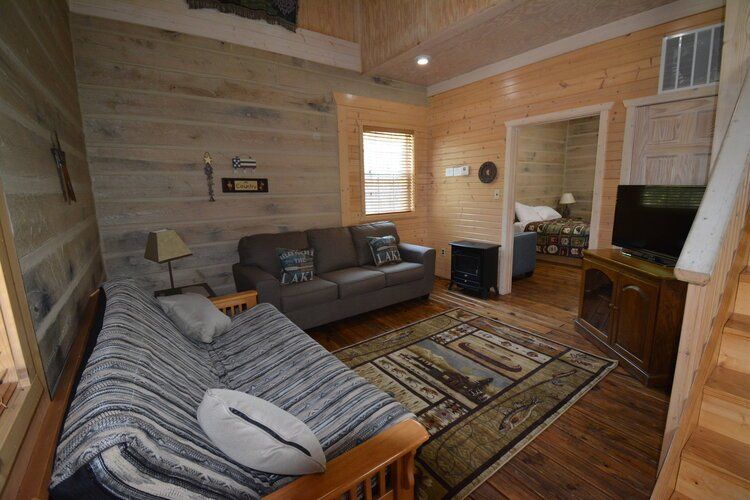 Log cabin living room