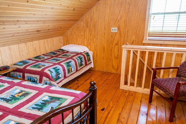 Log cabin bedroom