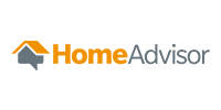 HomeAdvisor logo with orange and gray house icon and text