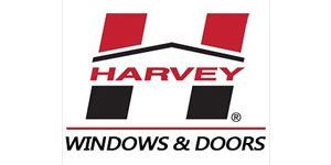 Harvey Windows & Doors logo in red, black, and white