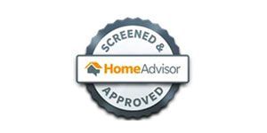 HomeAdvisor Screened & Approved badge with gray seal and orange logo