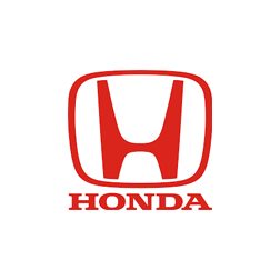 Honda red logo with stylized H and wordmark on a white background