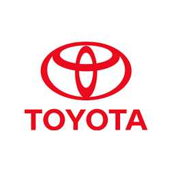 Toyota logo in red on a white background