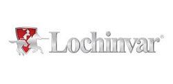 Lochinvar logo featuring a shield with a rider on a unicorn, and text.
