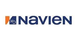 Navien logo: dark blue text with orange and blue square graphic on the left.