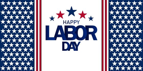 American flag and “Happy Labor Day” text in red, white, and blue