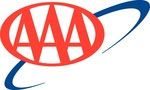 a red aaa logo with a blue circle around it on a white background .