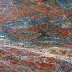 Red and gray striped rock surface.