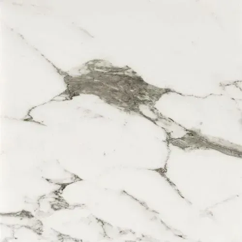White marble tile with gray veining.