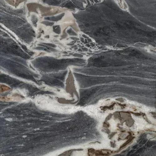 Dark gray marble with white and brown veining.