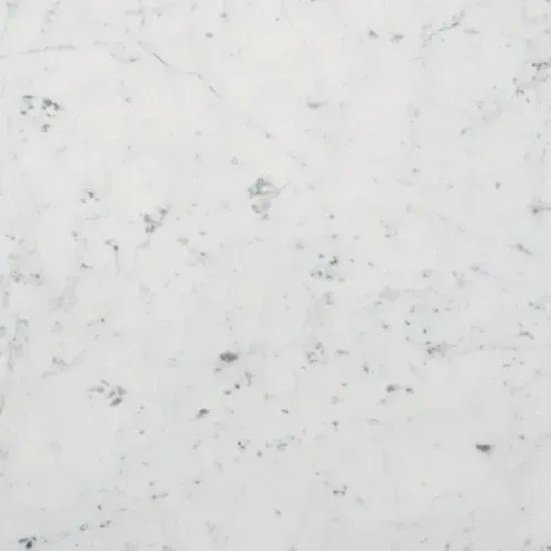 White marble surface with gray veining and specks.