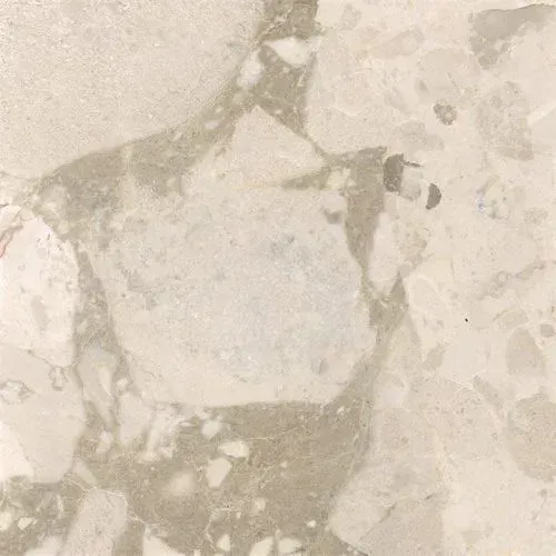Light beige and gray terrazzo tile with a mottled, irregular pattern.