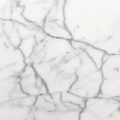 White marble surface with gray veining.