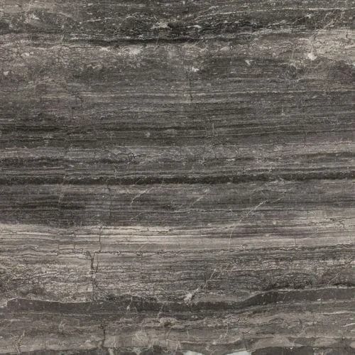 Gray and charcoal-toned marbled stone surface, showing horizontal striations and natural veining.
