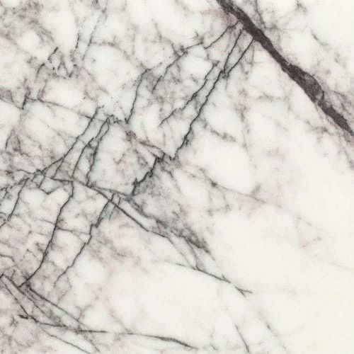 White marble surface with dark grey veining.