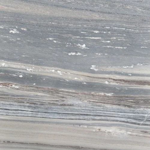 Gray and beige marbled stone texture with horizontal striations.