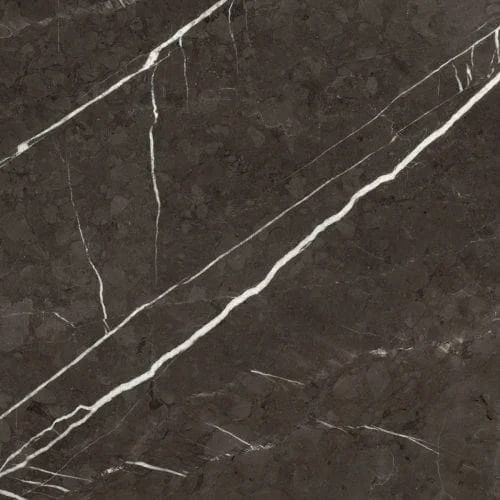 Dark gray marble tile with white veining.