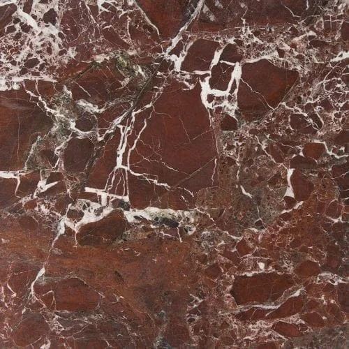 Red marble with white veining.