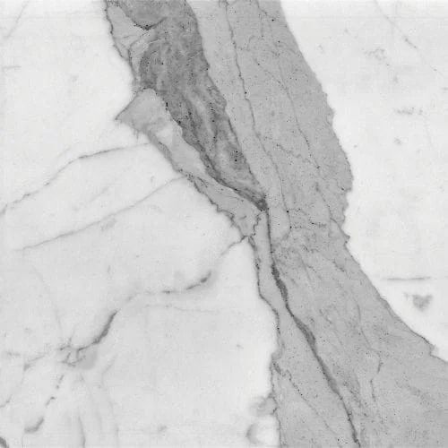 White marble slab with gray veining.