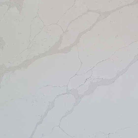 White quartz countertop with gray veining.