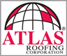 ATLAS Roofing Corporation logo with red text under a black and red globe icon