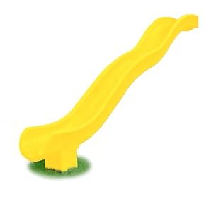 Yellow plastic wavy slide on a green base.