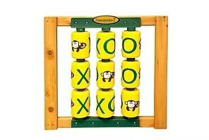 Tic-tac-toe game with yellow cylinders marked with 