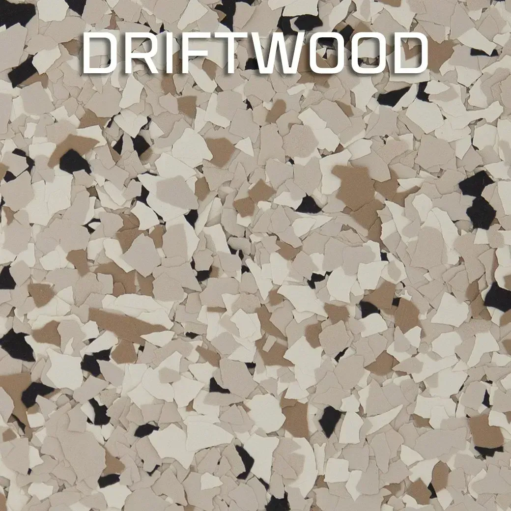 Tan speckled wood grain pattern with the word “DRIFTWOOD” at the top